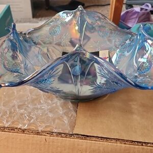 Fenton Iridescent Blue Carnival Glass Bowl